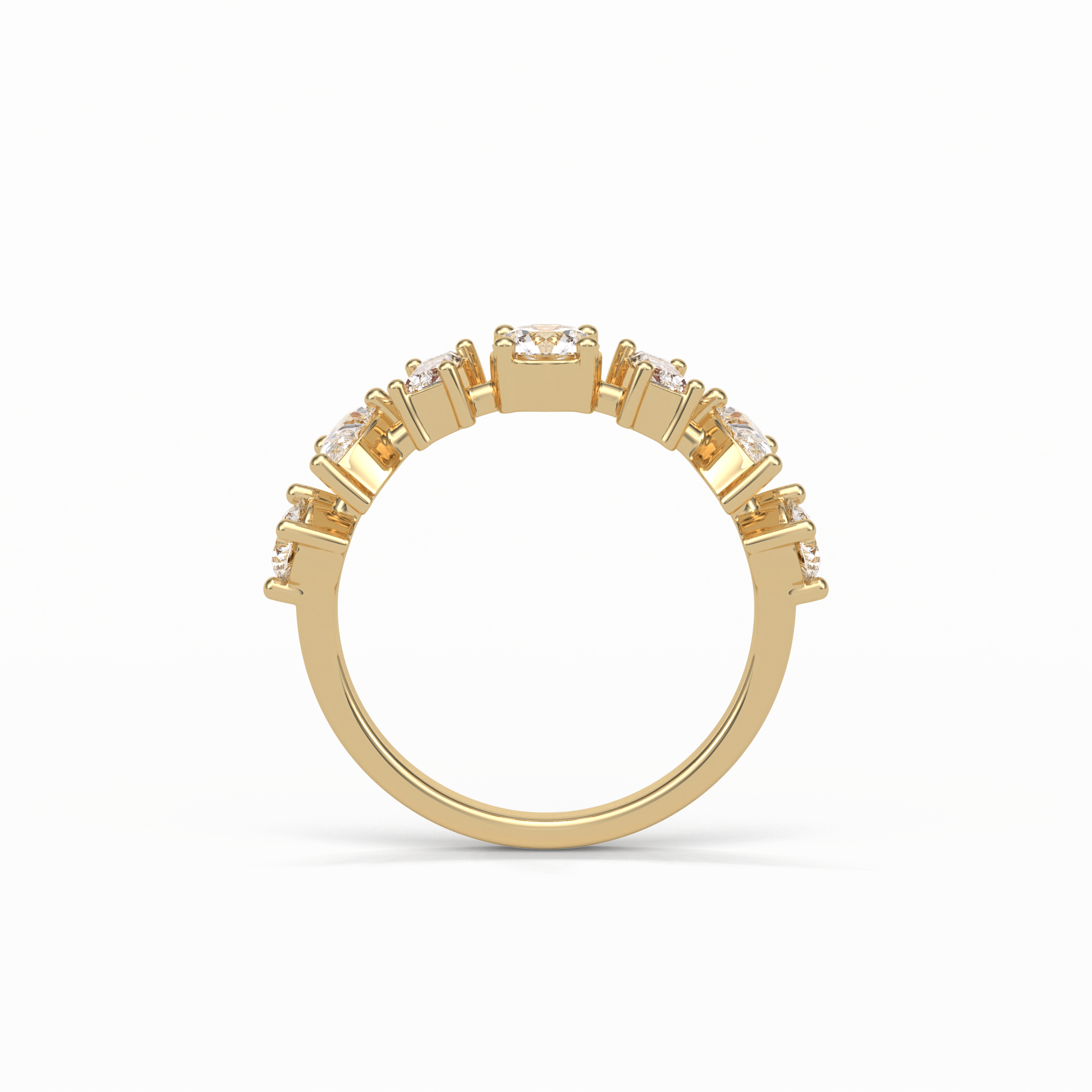1.4 TCW Pear, Baguette & Round Shaped Wedding Band 9