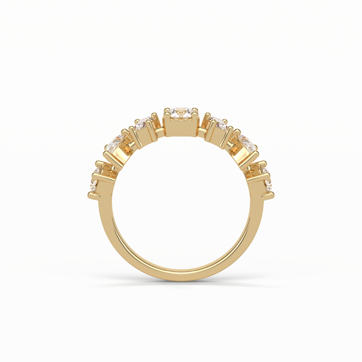1.4 TCW Pear, Baguette & Round Shaped Wedding Band