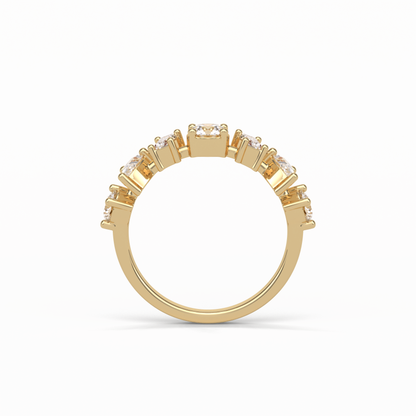 1.4 TCW Pear, Baguette & Round Shaped Wedding Band