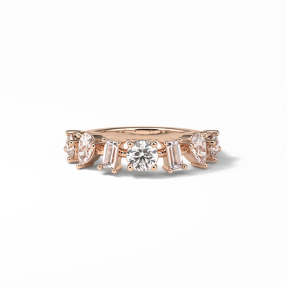 1.4 TCW Pear, Baguette & Round Shaped Wedding Band