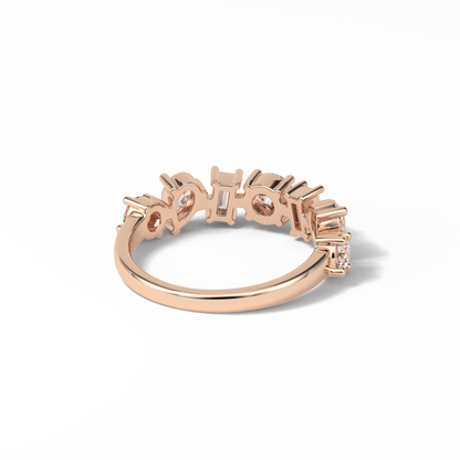 1.4 TCW Pear, Baguette & Round Shaped Wedding Band