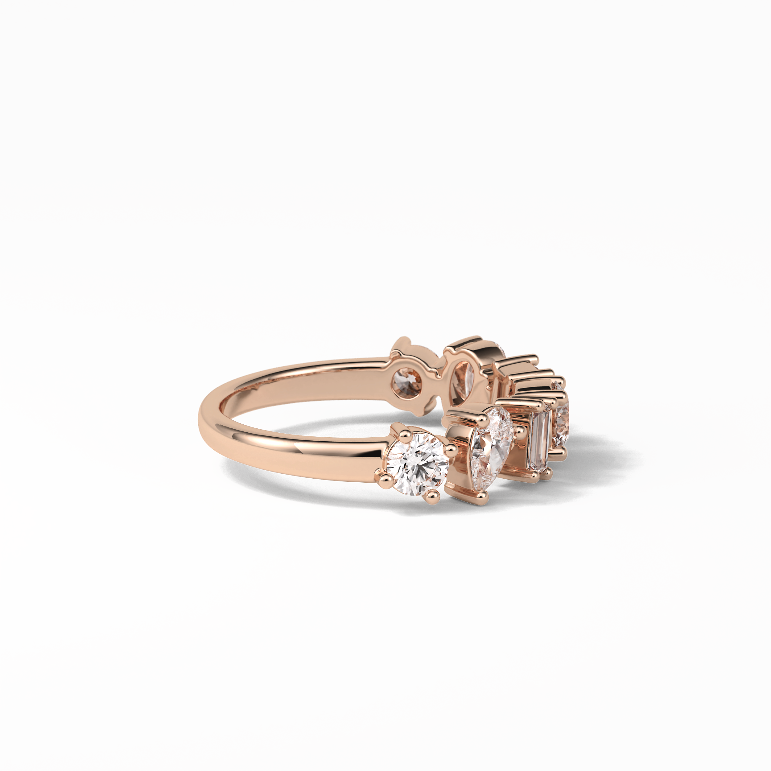 1.4 TCW Pear, Baguette & Round Shaped Wedding Band 17