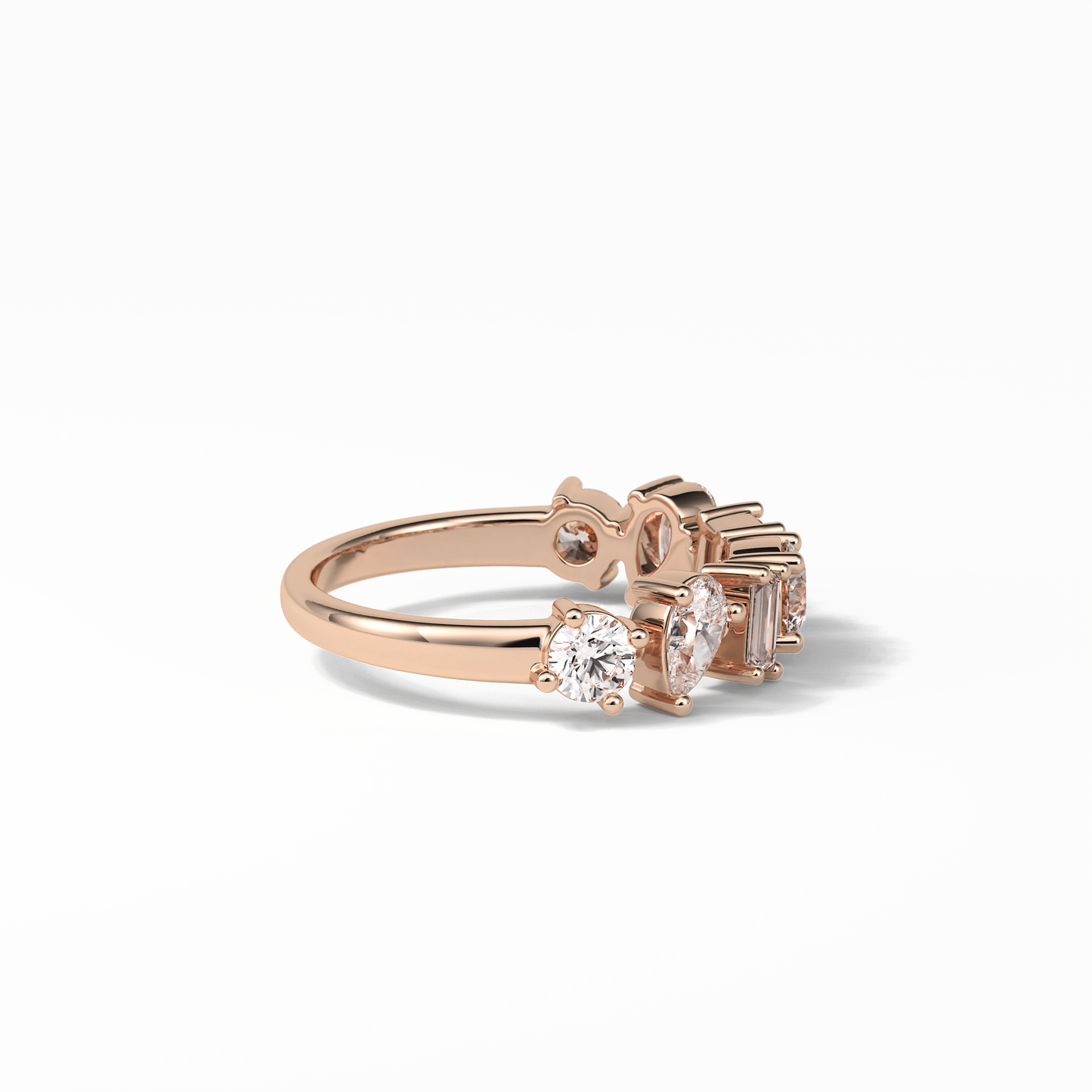 1.4 TCW Pear, Baguette & Round Shaped Wedding Band