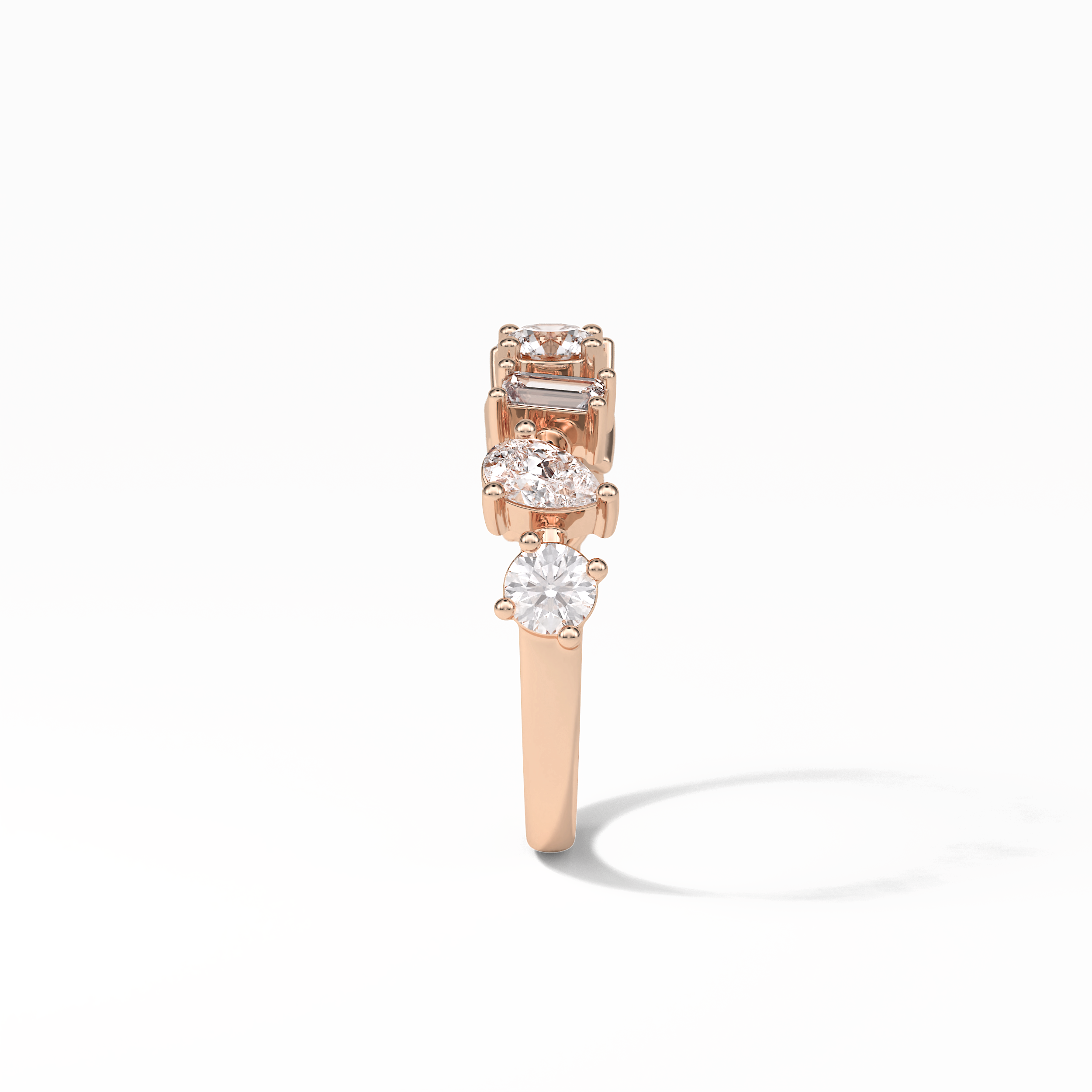 1.4 TCW Pear, Baguette & Round Shaped Wedding Band 18
