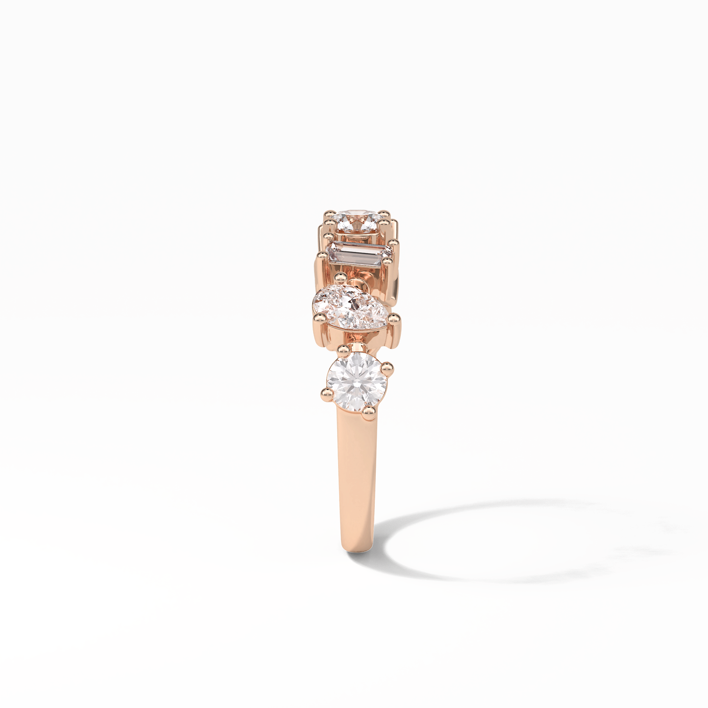 1.4 TCW Pear, Baguette & Round Shaped Wedding Band