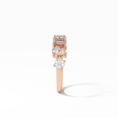 1.4 TCW Pear, Baguette & Round Shaped Wedding Band
