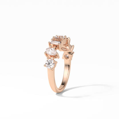1.4 TCW Pear, Baguette & Round Shaped Wedding Band