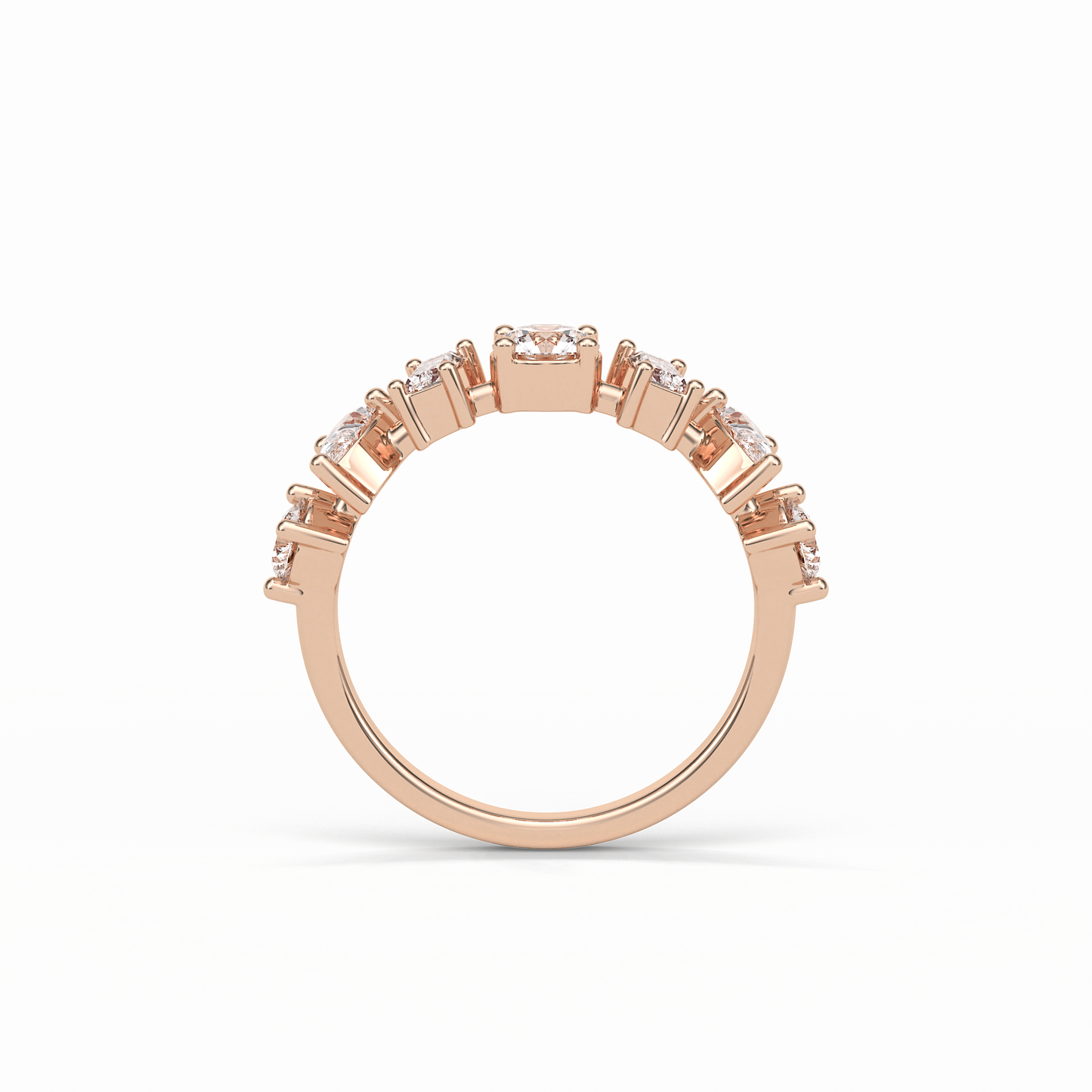 1.4 TCW Pear, Baguette & Round Shaped Wedding Band