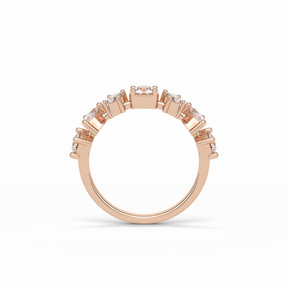 1.4 TCW Pear, Baguette & Round Shaped Wedding Band