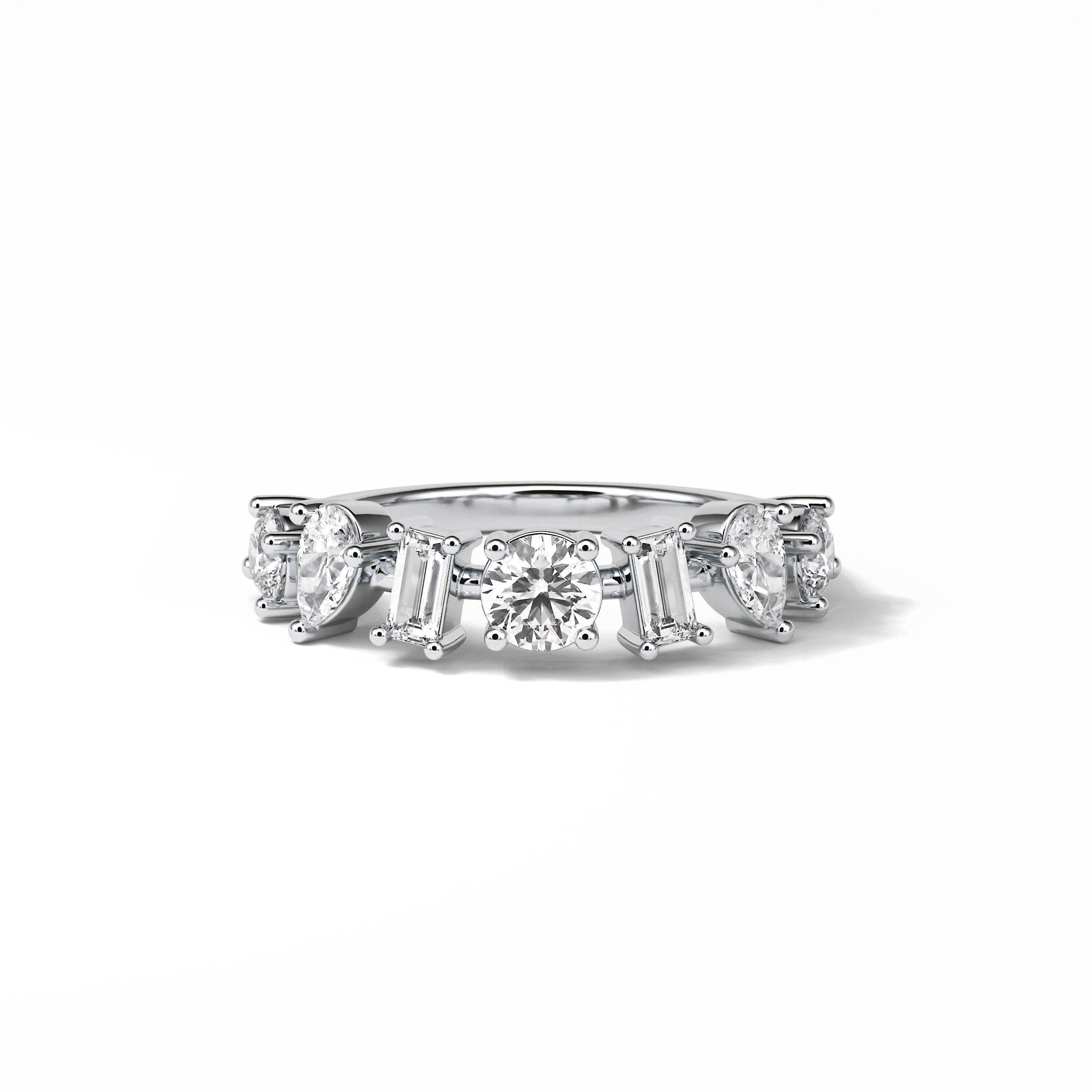 1.4 TCW Pear, Baguette & Round Shaped Wedding Band 1