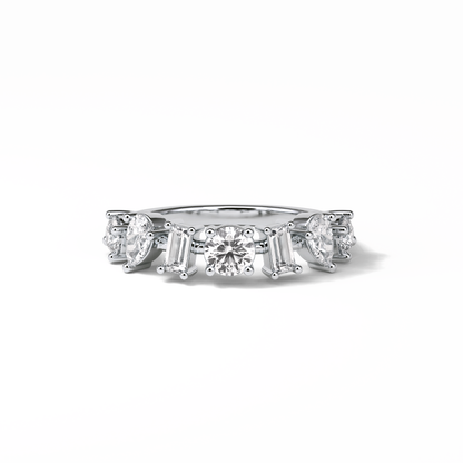 1.4 TCW Pear, Baguette & Round Shaped Wedding Band