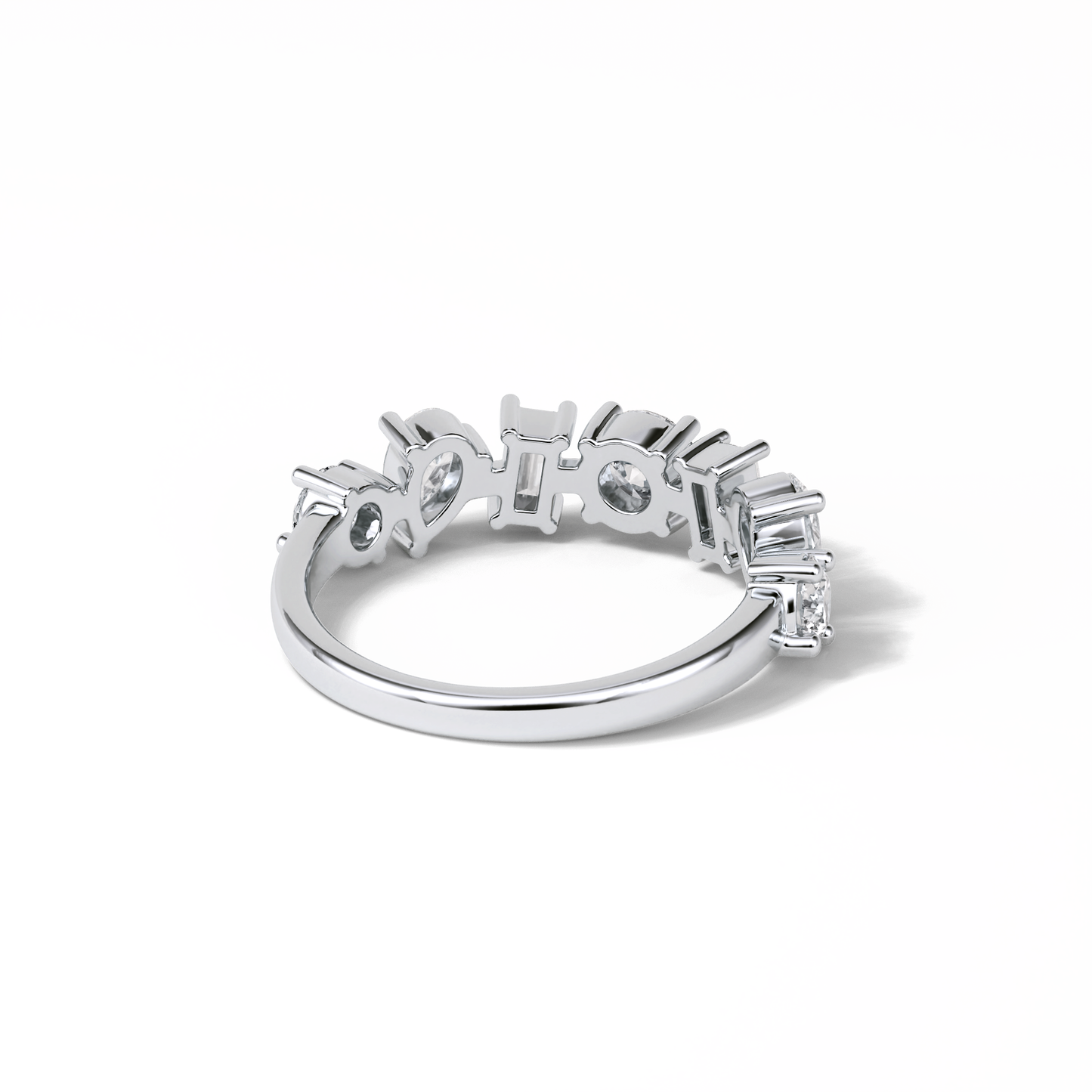 1.4 TCW Pear, Baguette & Round Shaped Wedding Band