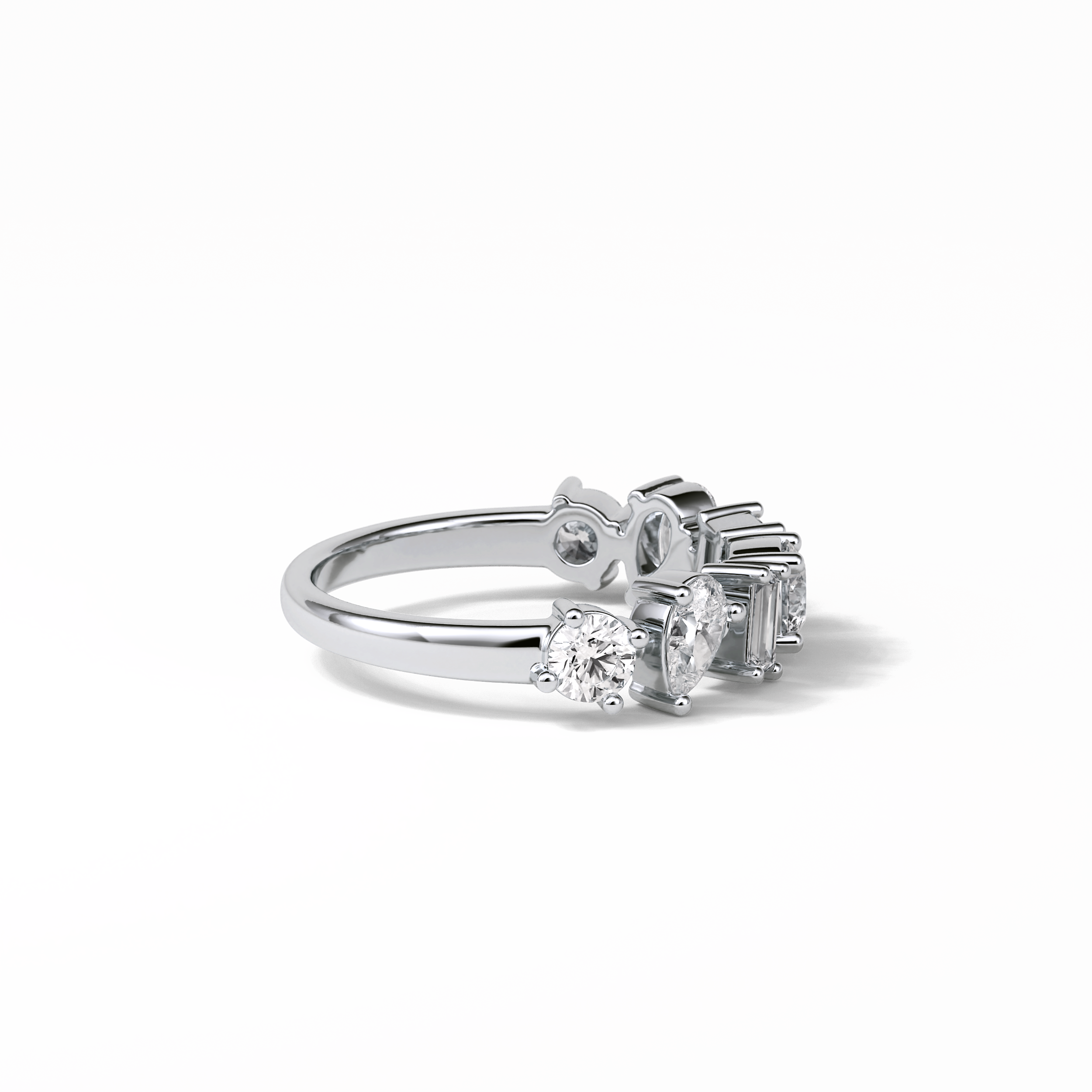 1.4 TCW Pear, Baguette & Round Shaped Wedding Band 3