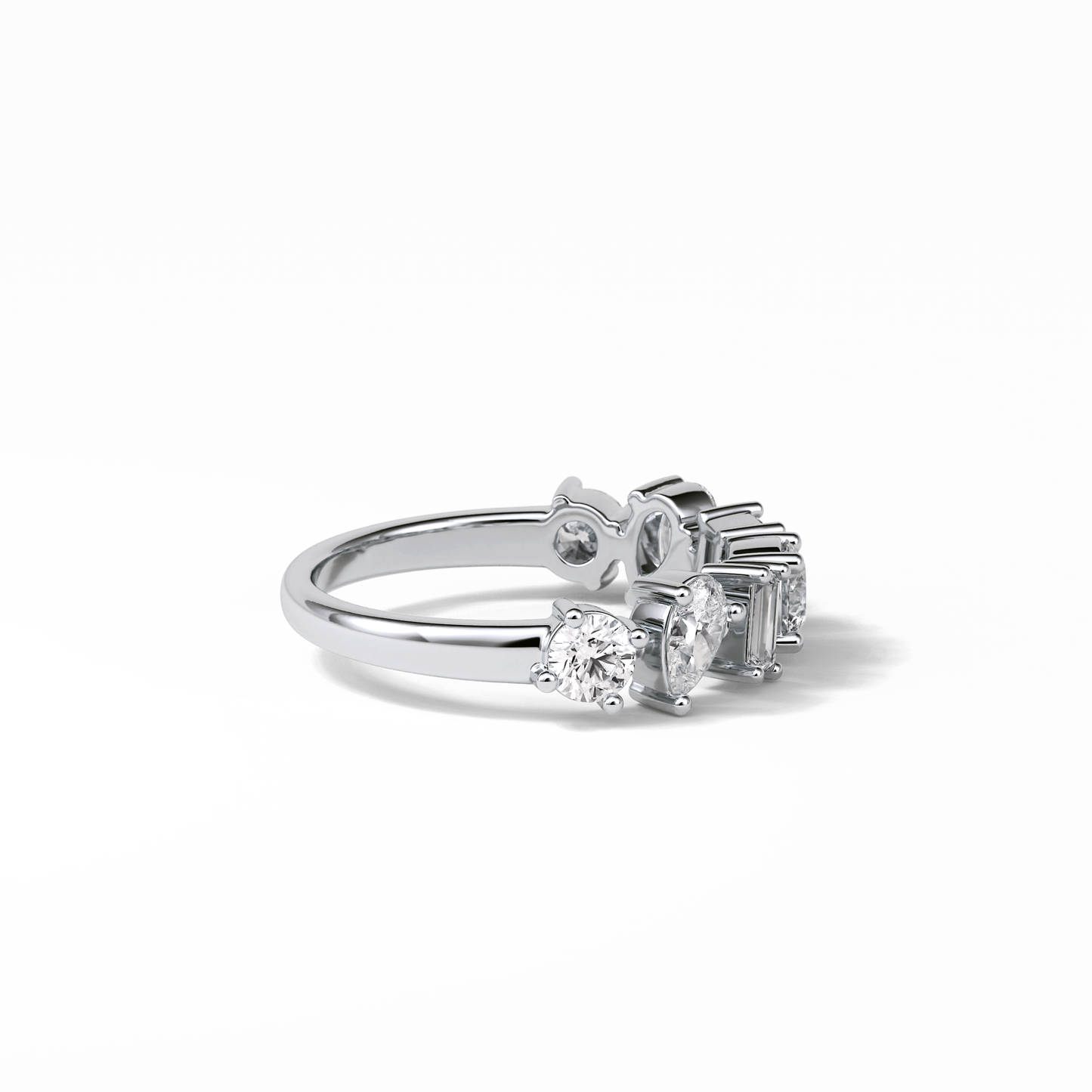 1.4 TCW Pear, Baguette & Round Shaped Wedding Band