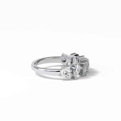 1.4 TCW Pear, Baguette & Round Shaped Wedding Band