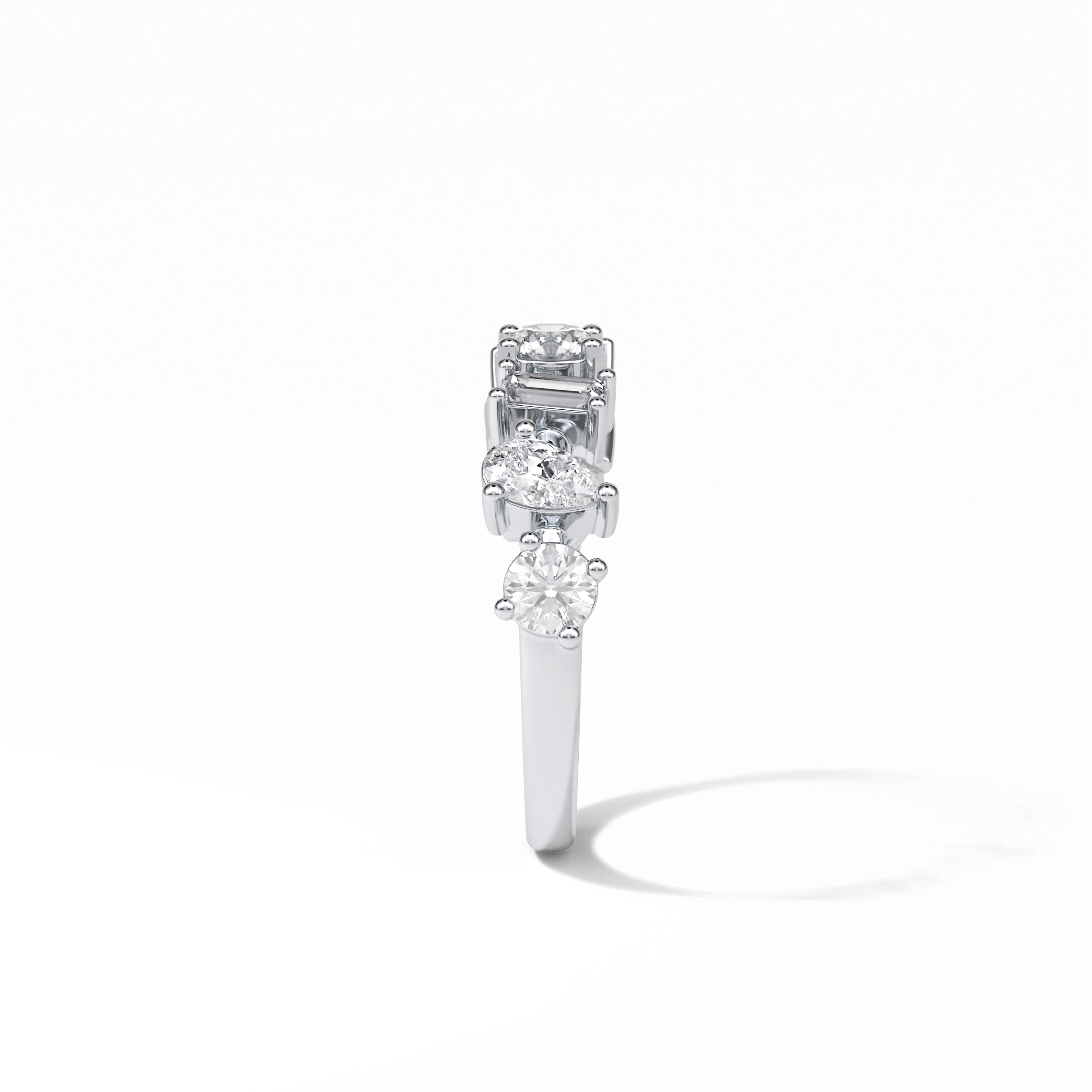1.4 TCW Pear, Baguette & Round Shaped Wedding Band 4