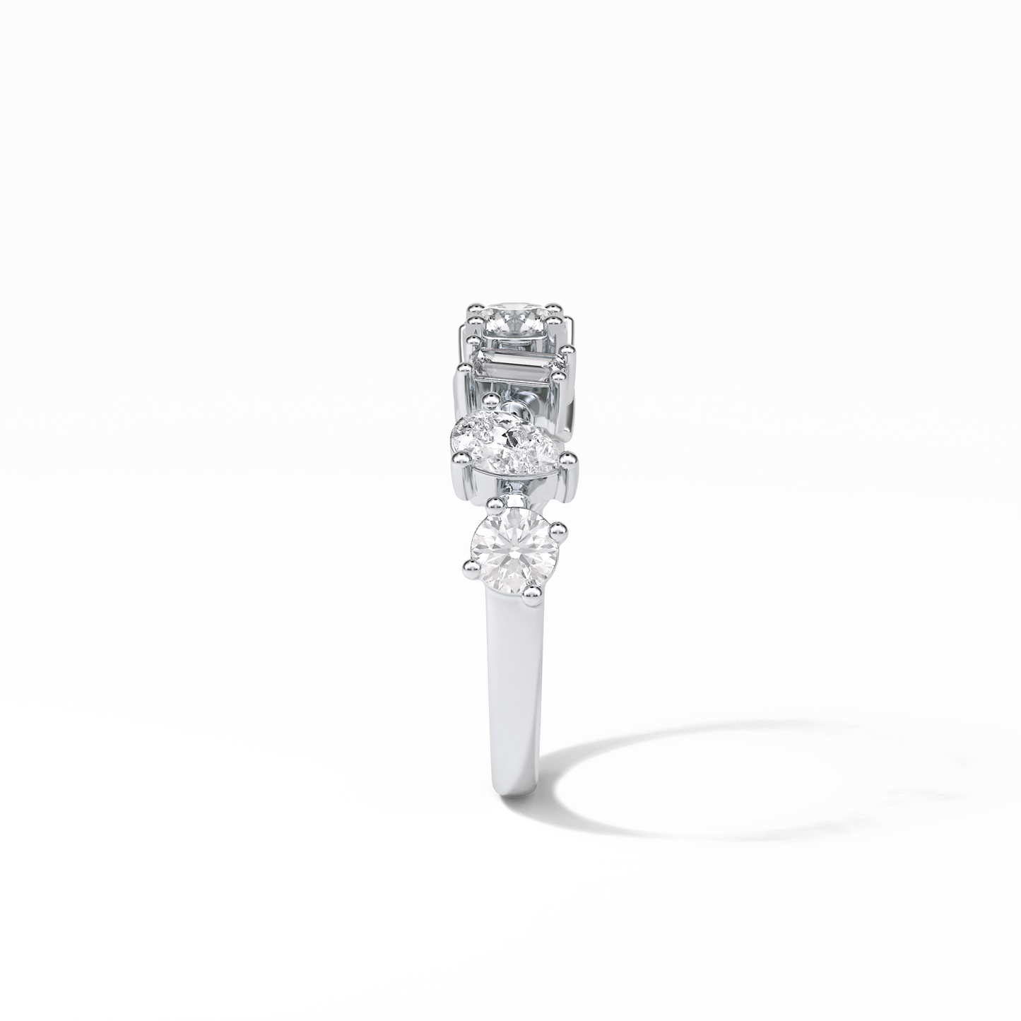 1.4 TCW Pear, Baguette & Round Shaped Wedding Band