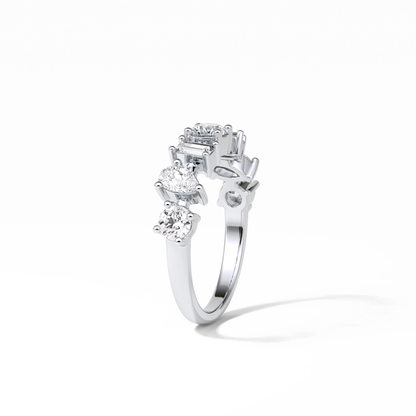 1.4 TCW Pear, Baguette & Round Shaped Wedding Band