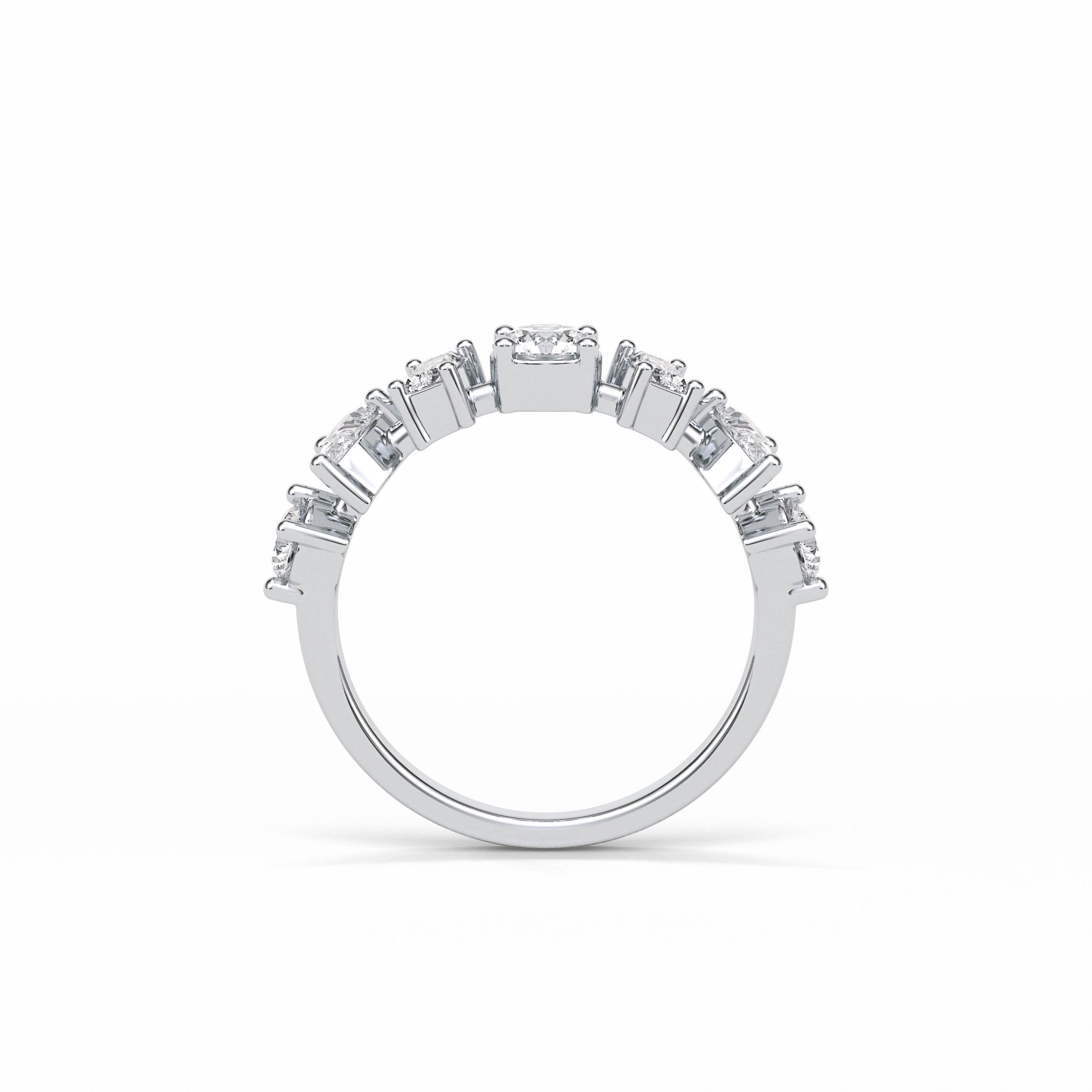 1.4 TCW Pear, Baguette & Round Shaped Wedding Band 12