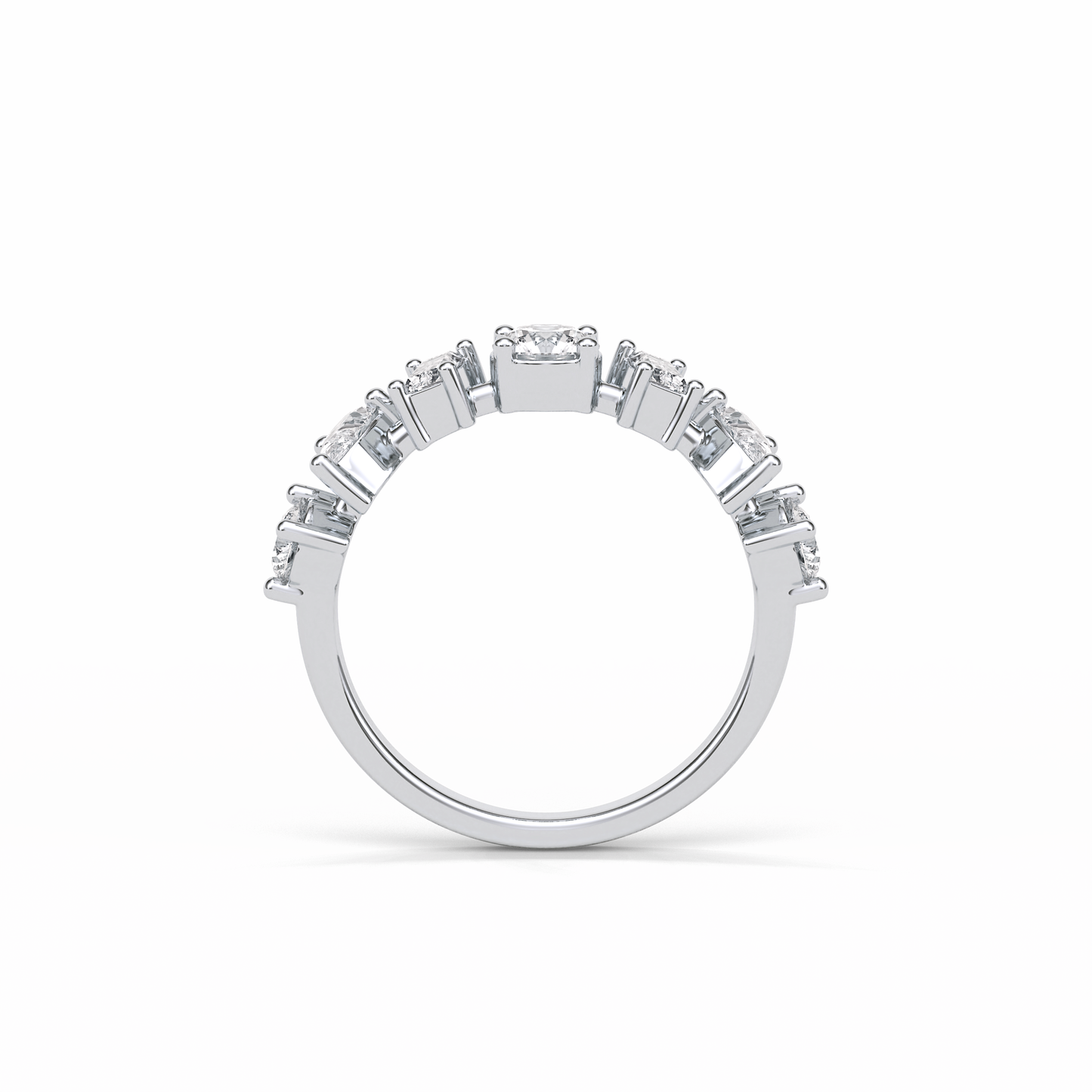 1.4 TCW Pear, Baguette & Round Shaped Wedding Band
