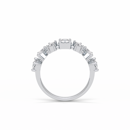 1.4 TCW Pear, Baguette & Round Shaped Wedding Band