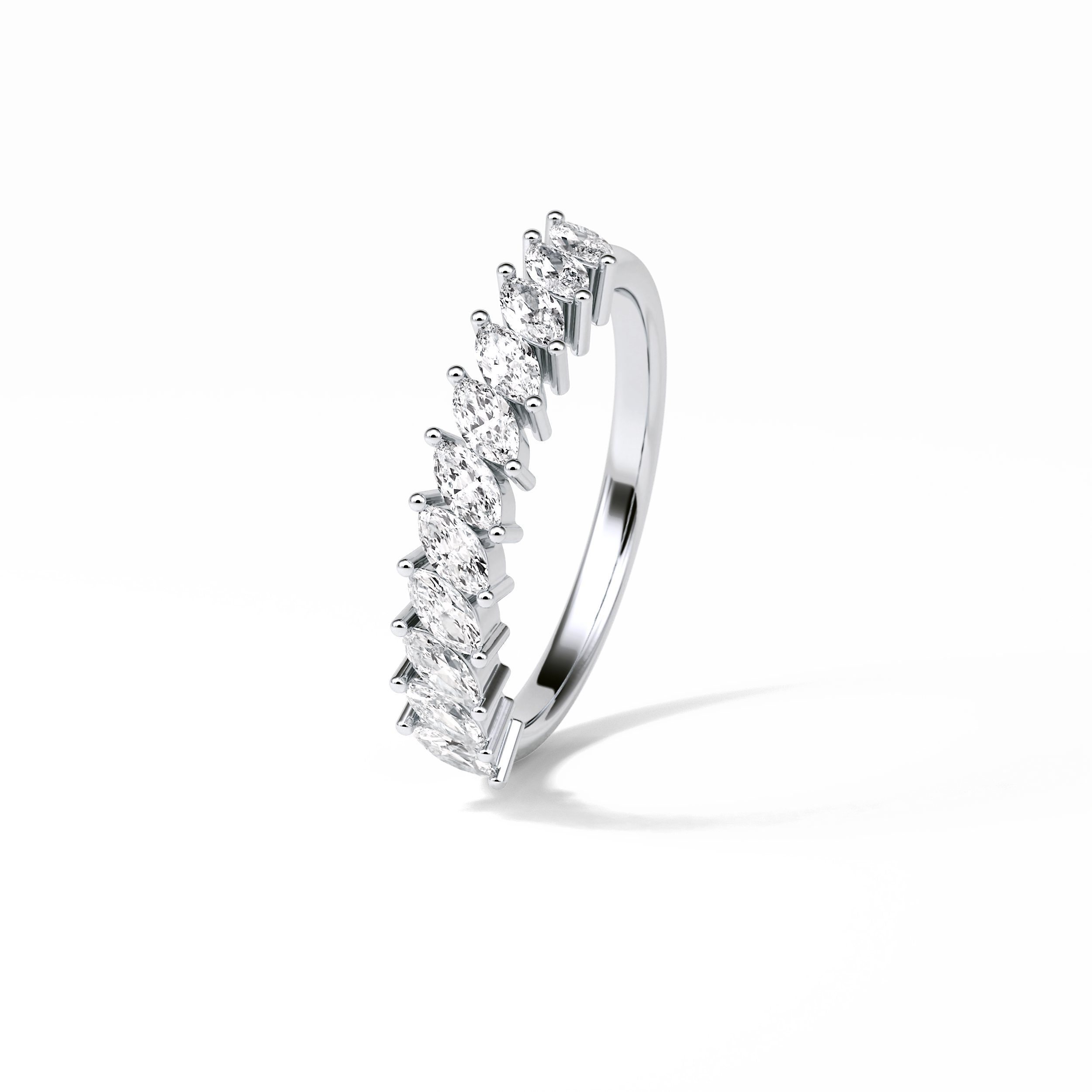 0.78 TCW Marquise Shaped Wedding Band 5