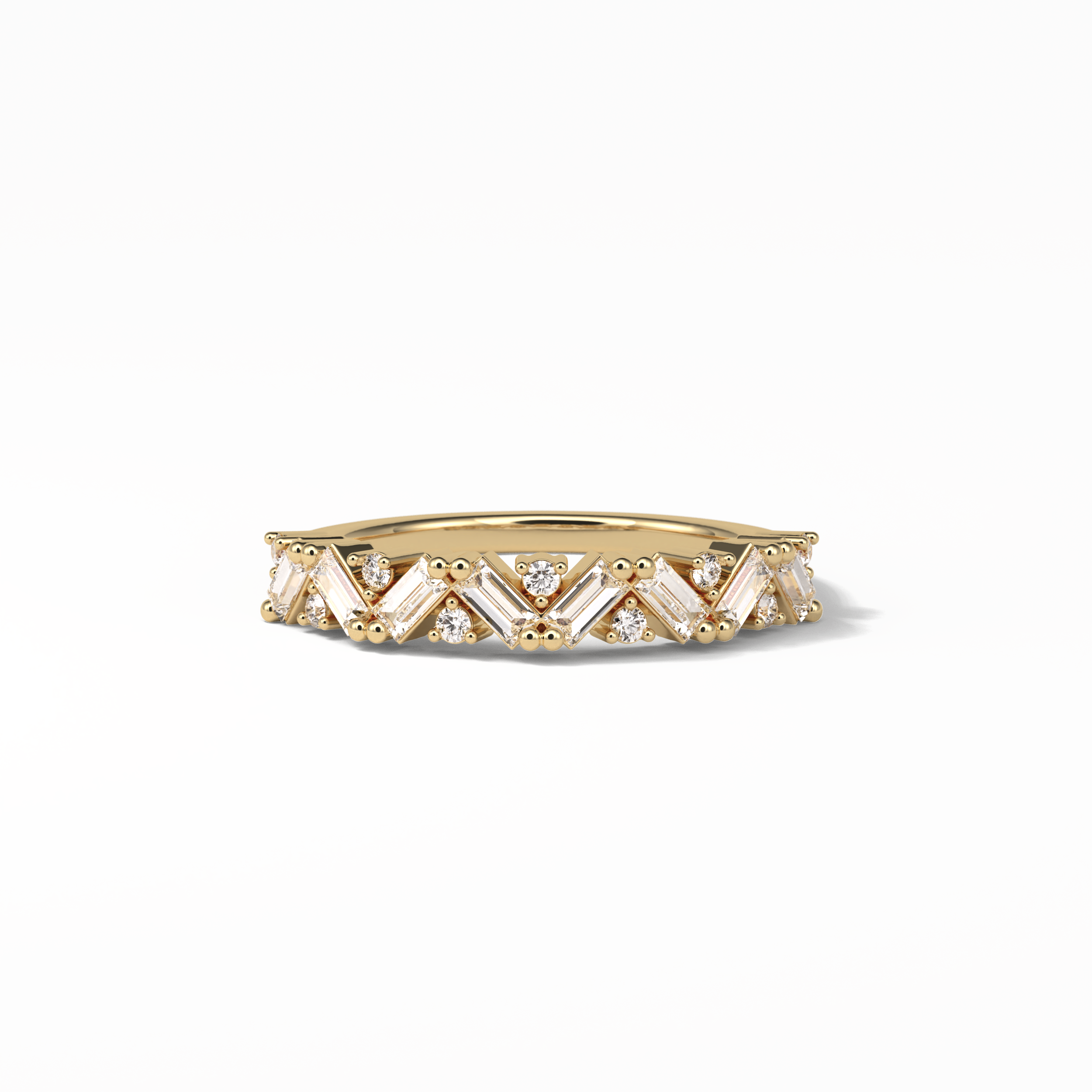 0.44 TCW Baguette and Round Shaped Wedding Band 8