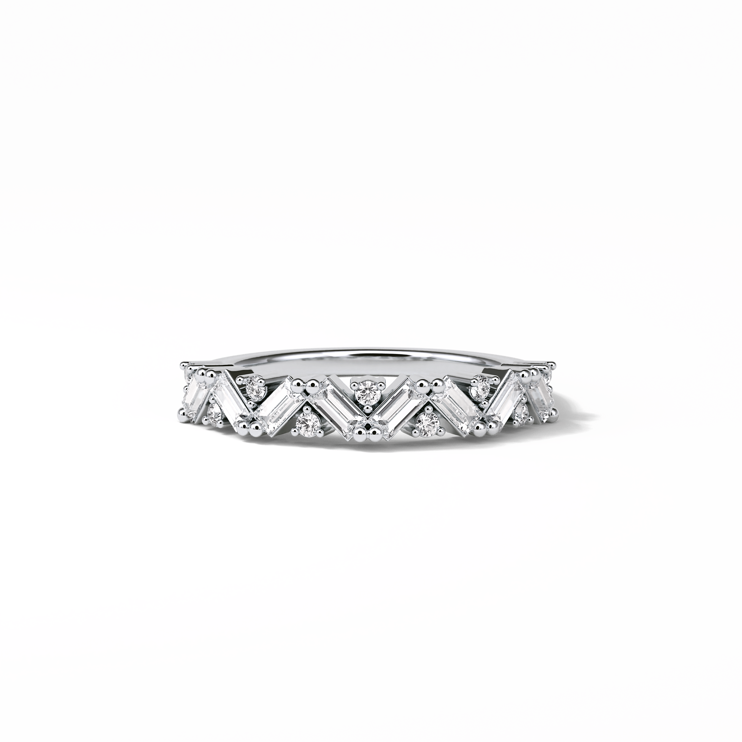 0.44 TCW Baguette and Round Shaped Wedding Band 1