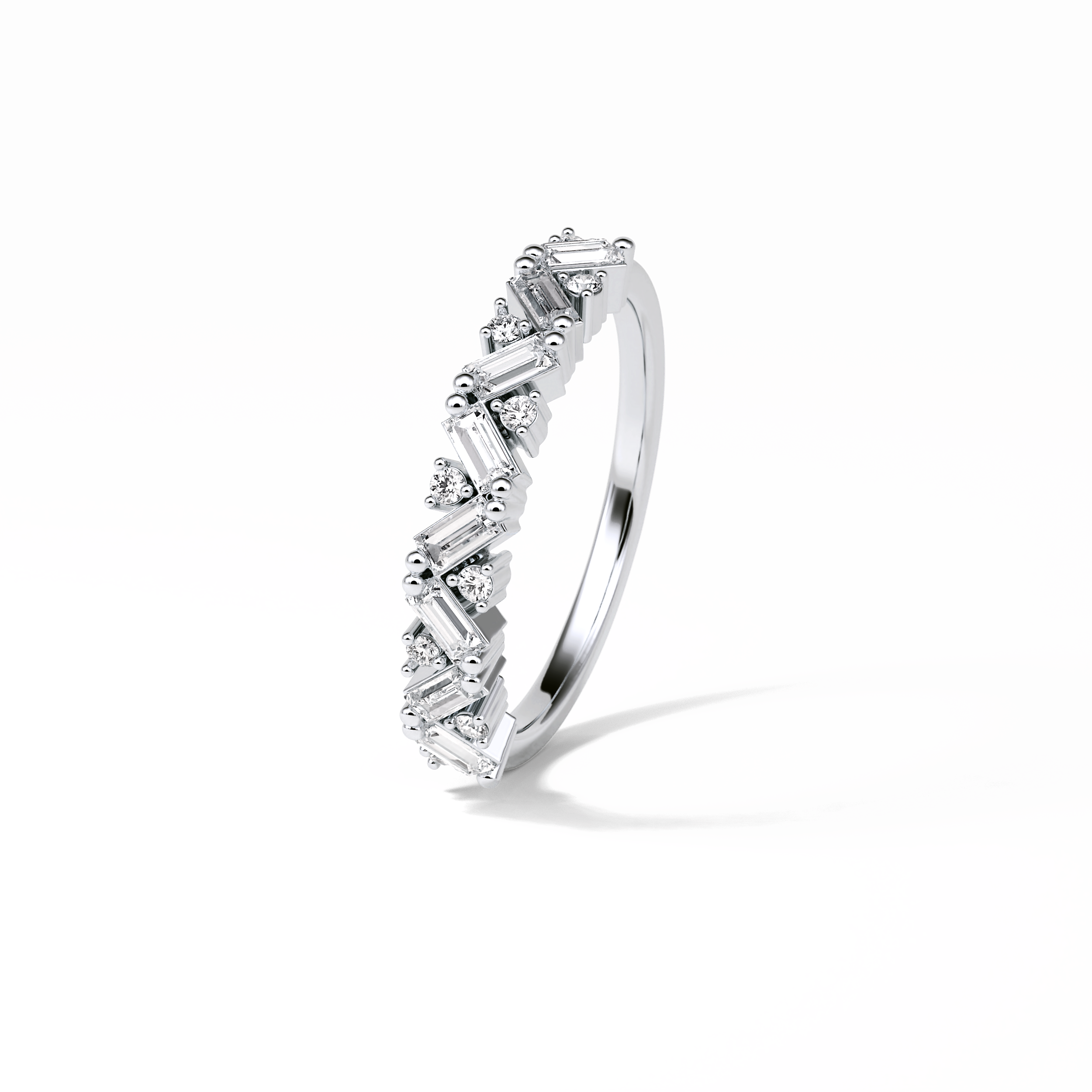 0.44 TCW Baguette and Round Shaped Wedding Band 4