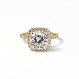 3.00 CT Cushion Cut Pave & Halo Style Moissanite Engagement Rings 8