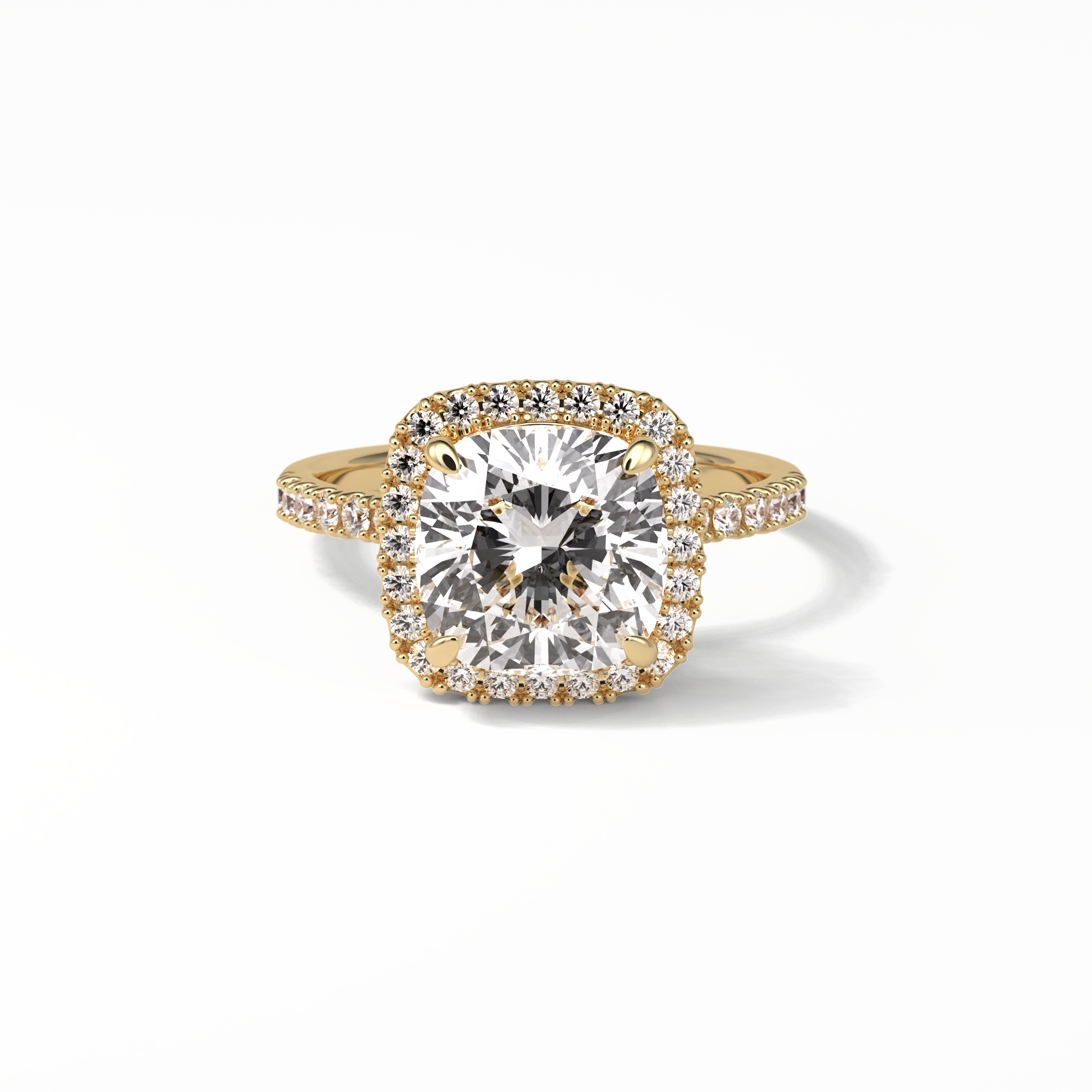 3.00 CT Cushion Cut Pave & Halo Style Moissanite Engagement Rings 8