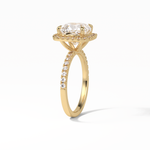 3.00 CT Cushion Cut Pave & Halo Style Moissanite Engagement Rings 13
