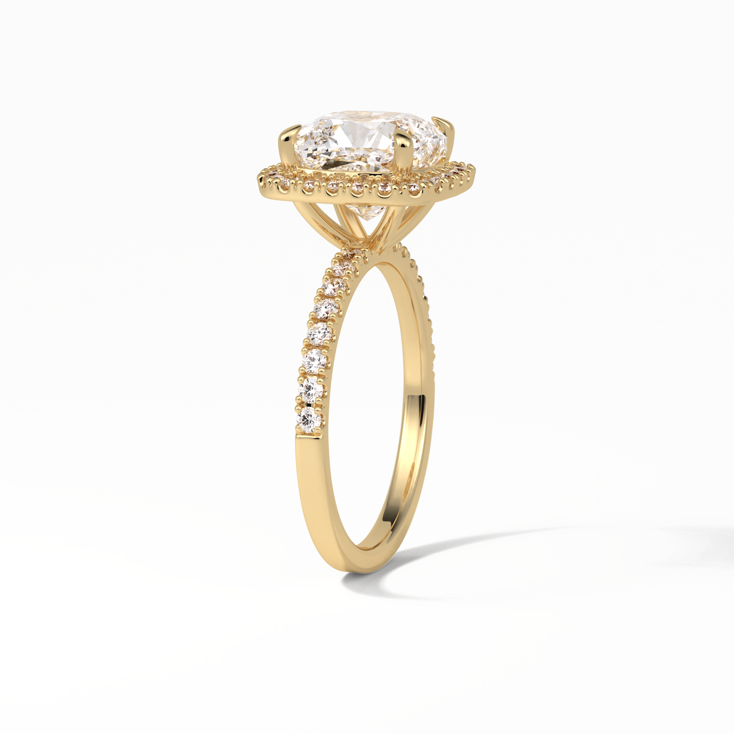 3.00 CT Cushion Cut Pave & Halo Style Moissanite Engagement Rings 13