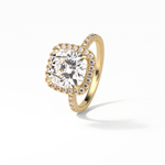3.00 CT Cushion Cut Pave & Halo Style Moissanite Engagement Rings 14