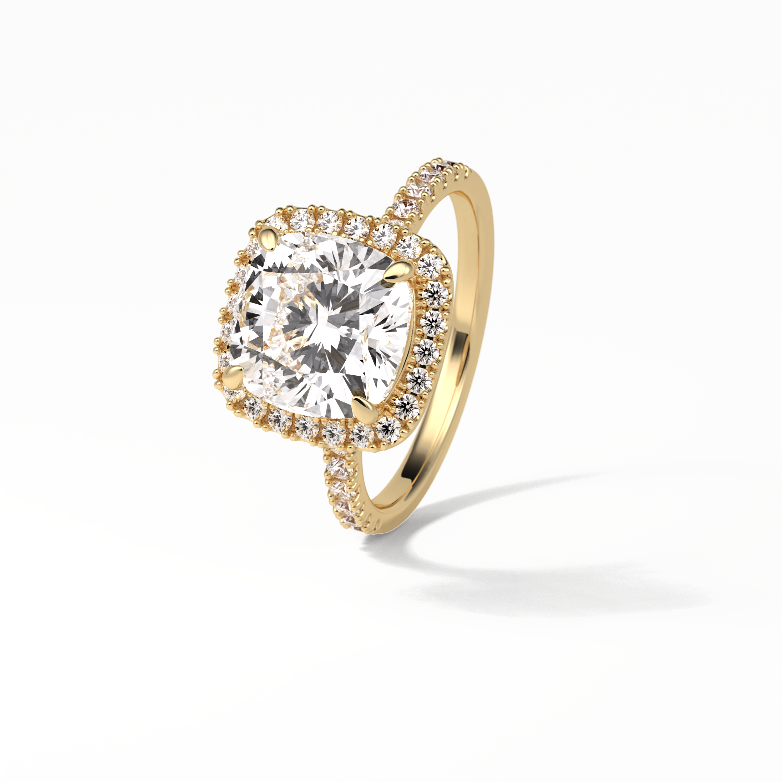3.00 CT Cushion Cut Pave & Halo Style Moissanite Engagement Rings 14