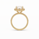 3.00 CT Cushion Cut Pave & Halo Style Moissanite Engagement Rings 9