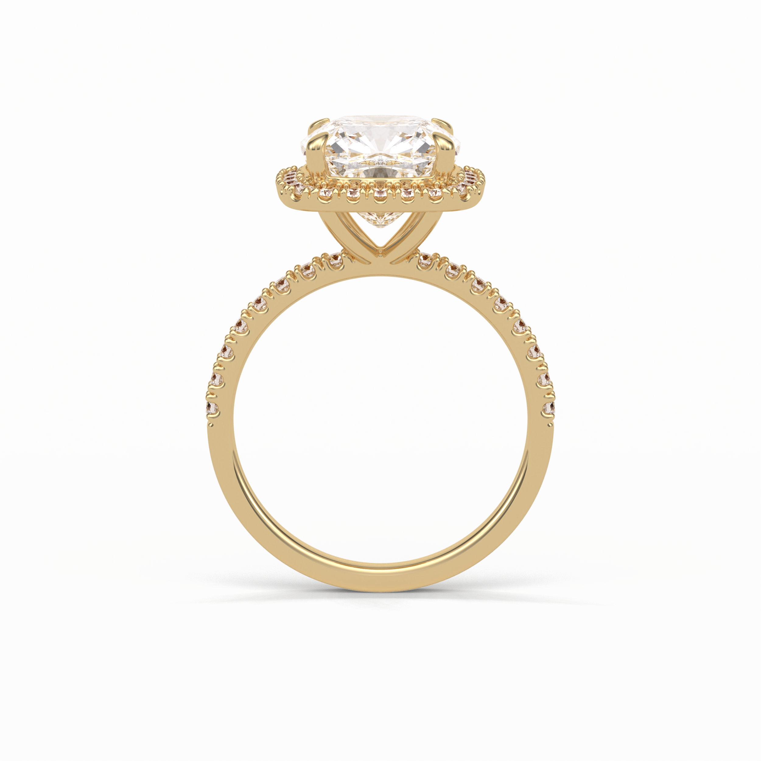 3.00 CT Cushion Cut Pave & Halo Style Moissanite Engagement Rings 9