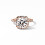3.00 CT Cushion Cut Pave & Halo Style Moissanite Engagement Rings 15