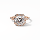 3.00 CT Cushion Cut Pave & Halo Style Moissanite Engagement Rings 15