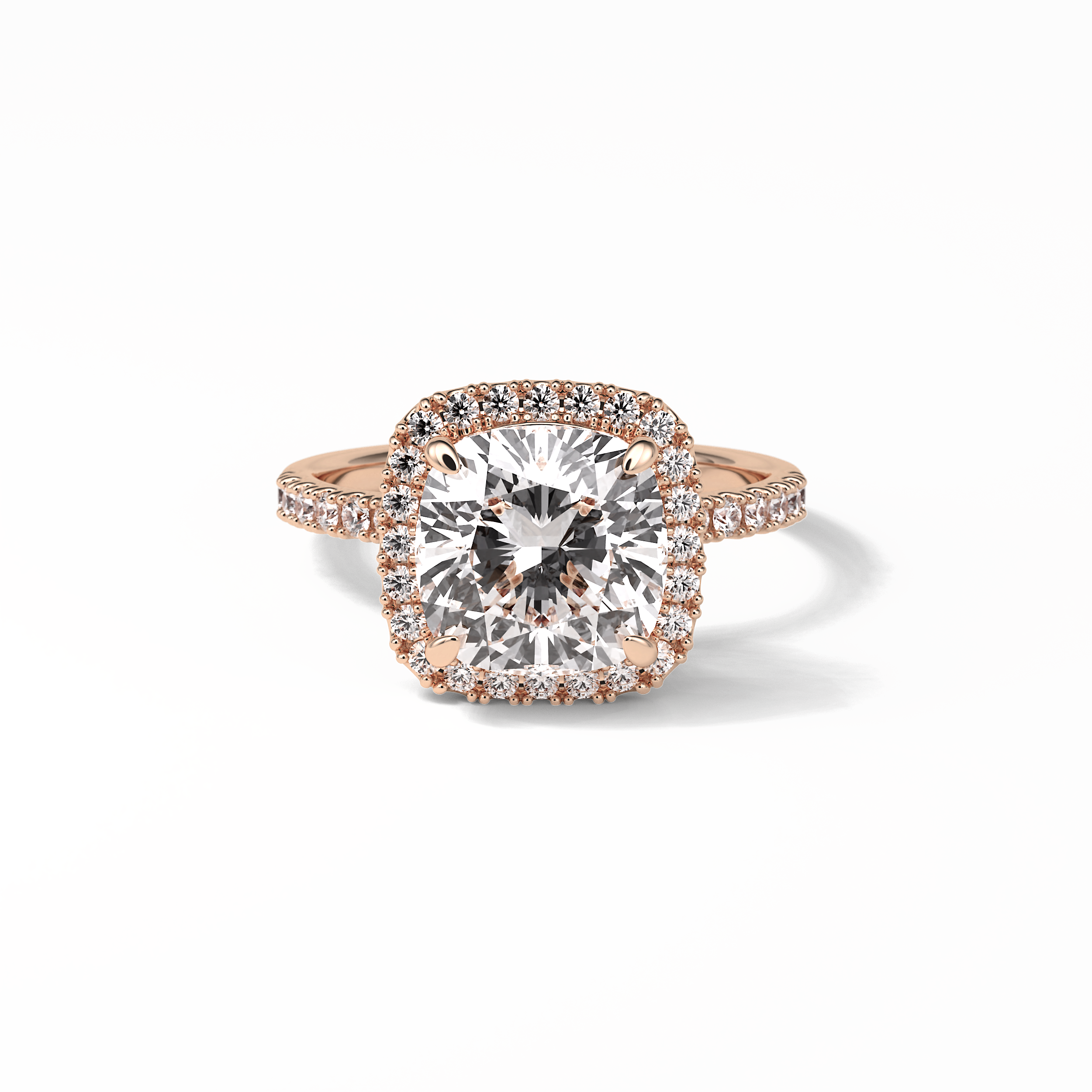 3.00 CT Cushion Cut Pave & Halo Style Moissanite Engagement Rings 15