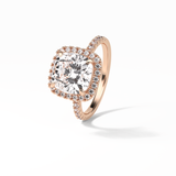 3.00 CT Cushion Cut Pave & Halo Style Moissanite Engagement Rings 17