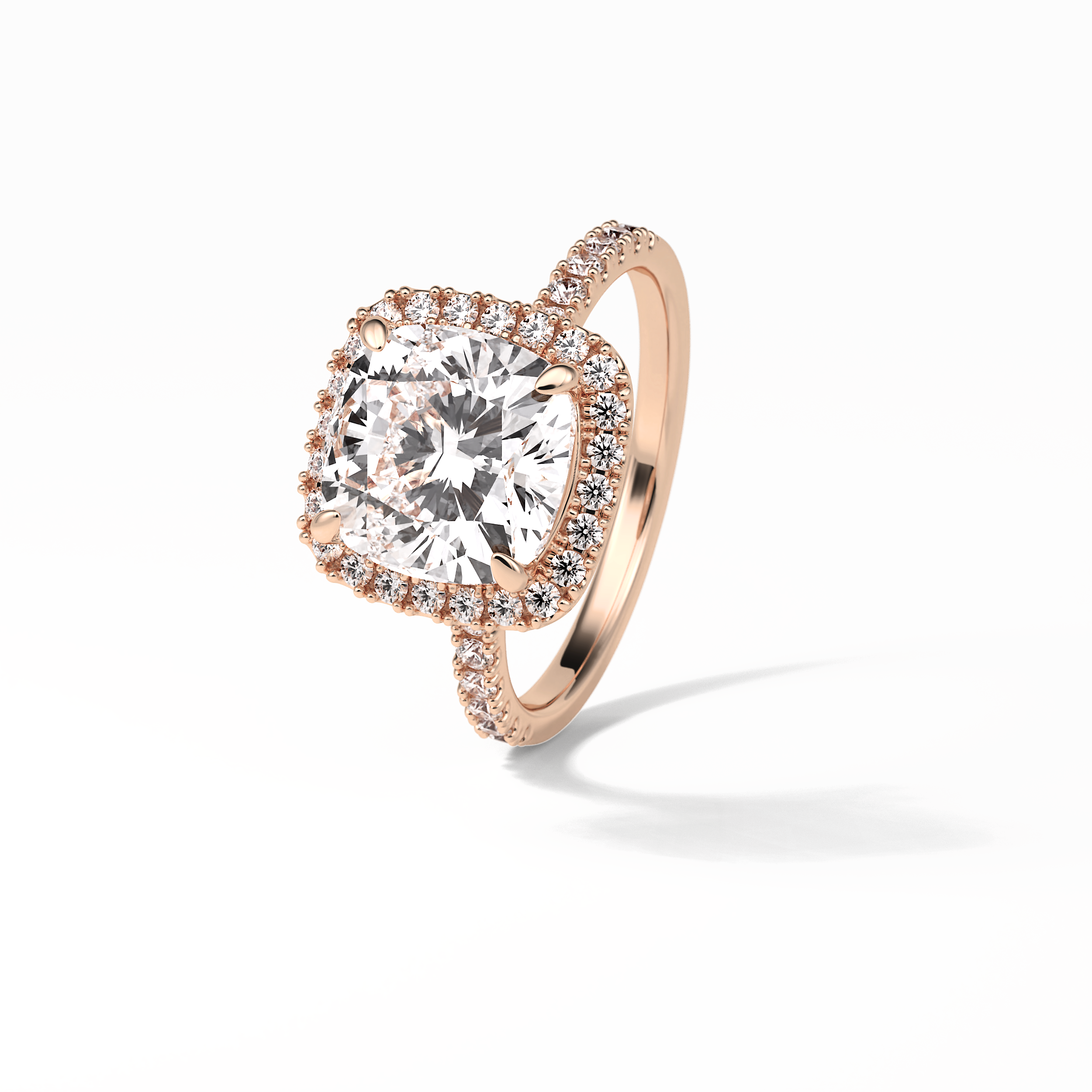 3.00 CT Cushion Cut Pave & Halo Style Moissanite Engagement Rings 17