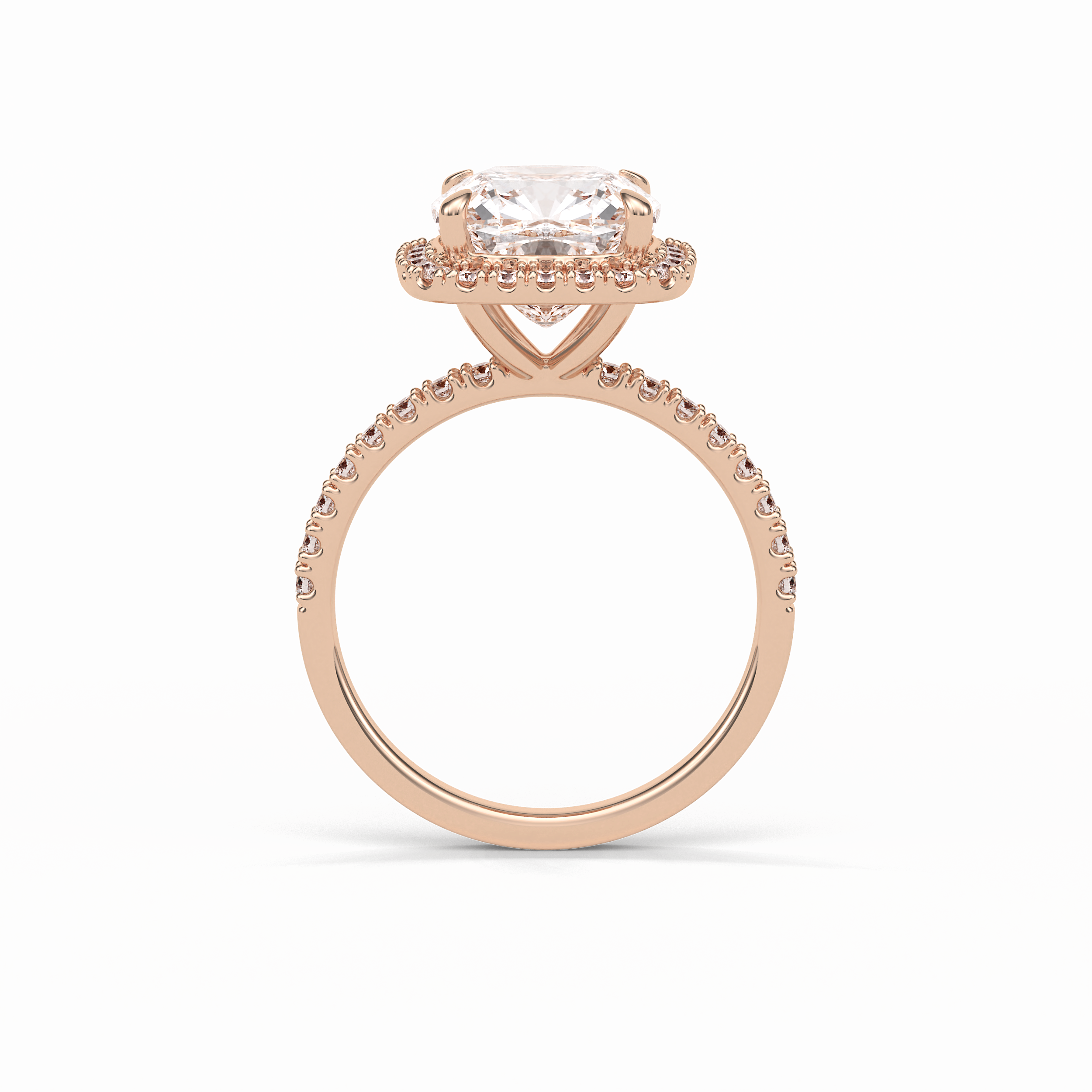3.00 CT Cushion Cut Pave & Halo Style Moissanite Engagement Rings 18