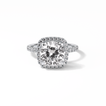 3.00 CT Cushion Cut Pave & Halo Style Moissanite Engagement Rings 1