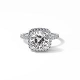 3.00 CT Cushion Cut Pave & Halo Style Moissanite Engagement Rings 1