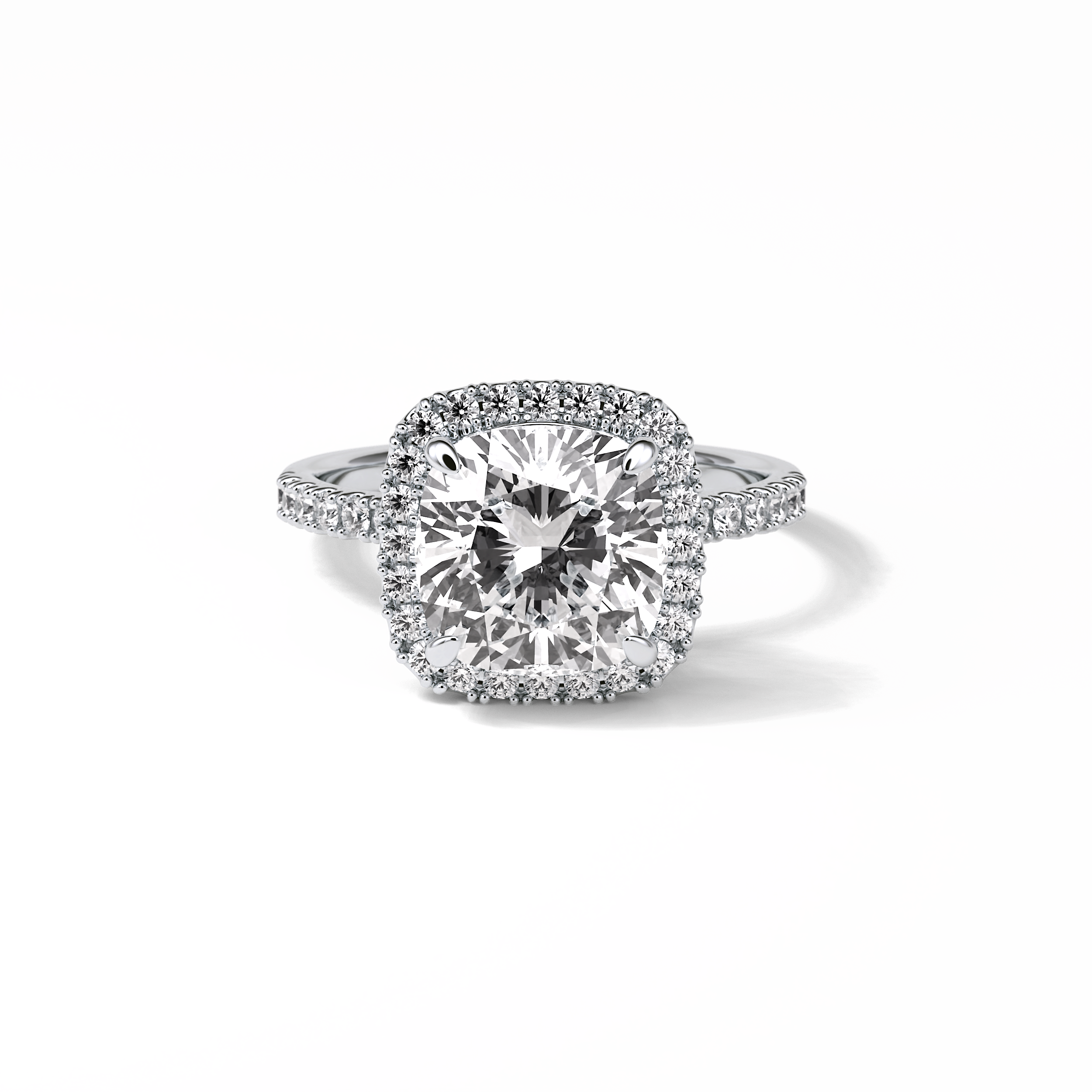3.00 CT Cushion Cut Pave & Halo Style Moissanite Engagement Rings 1