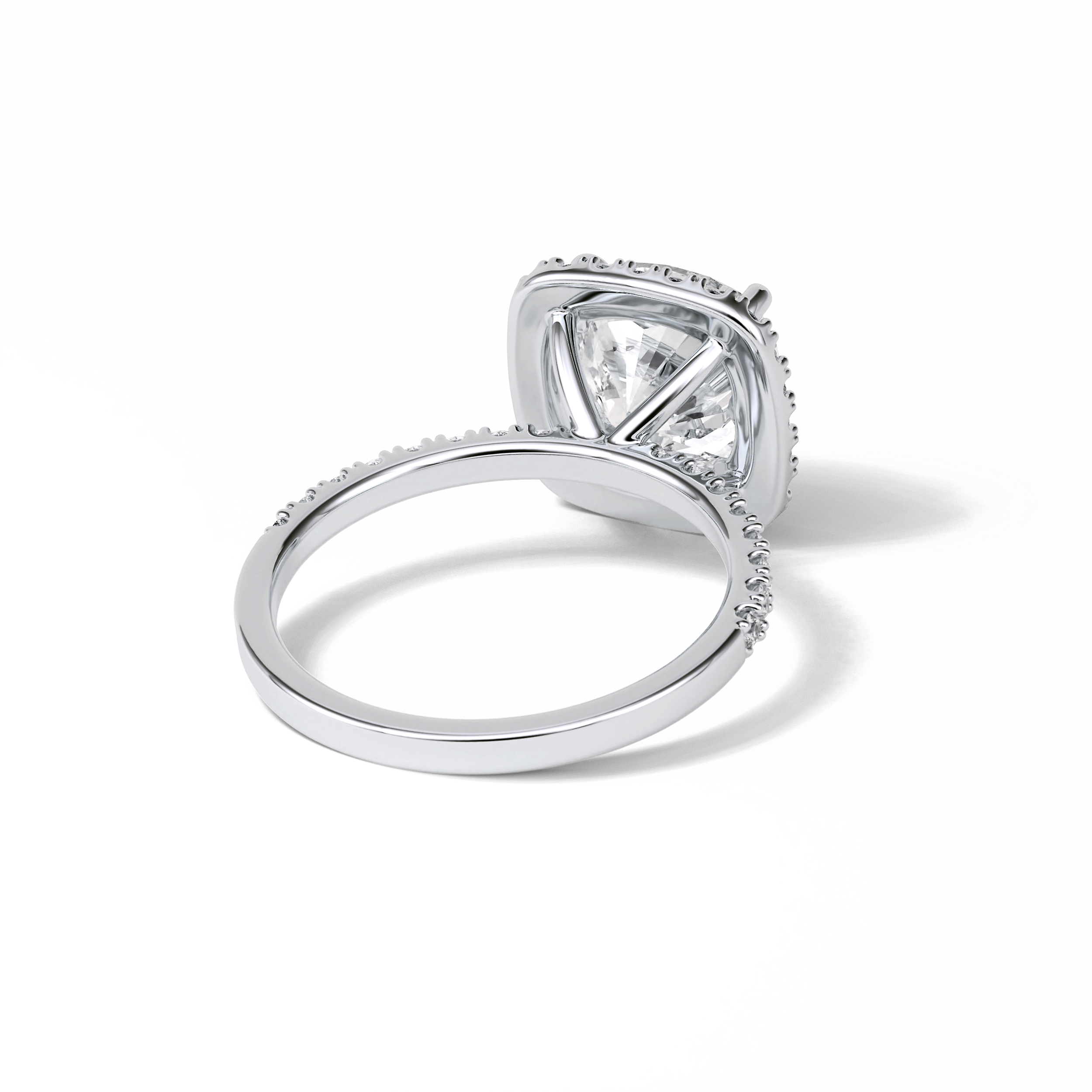 3.00 CT Cushion Cut Pave & Halo Style Moissanite Engagement Rings 6