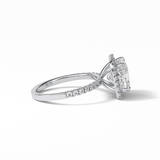 3.00 CT Cushion Cut Pave & Halo Style Moissanite Engagement Rings 5