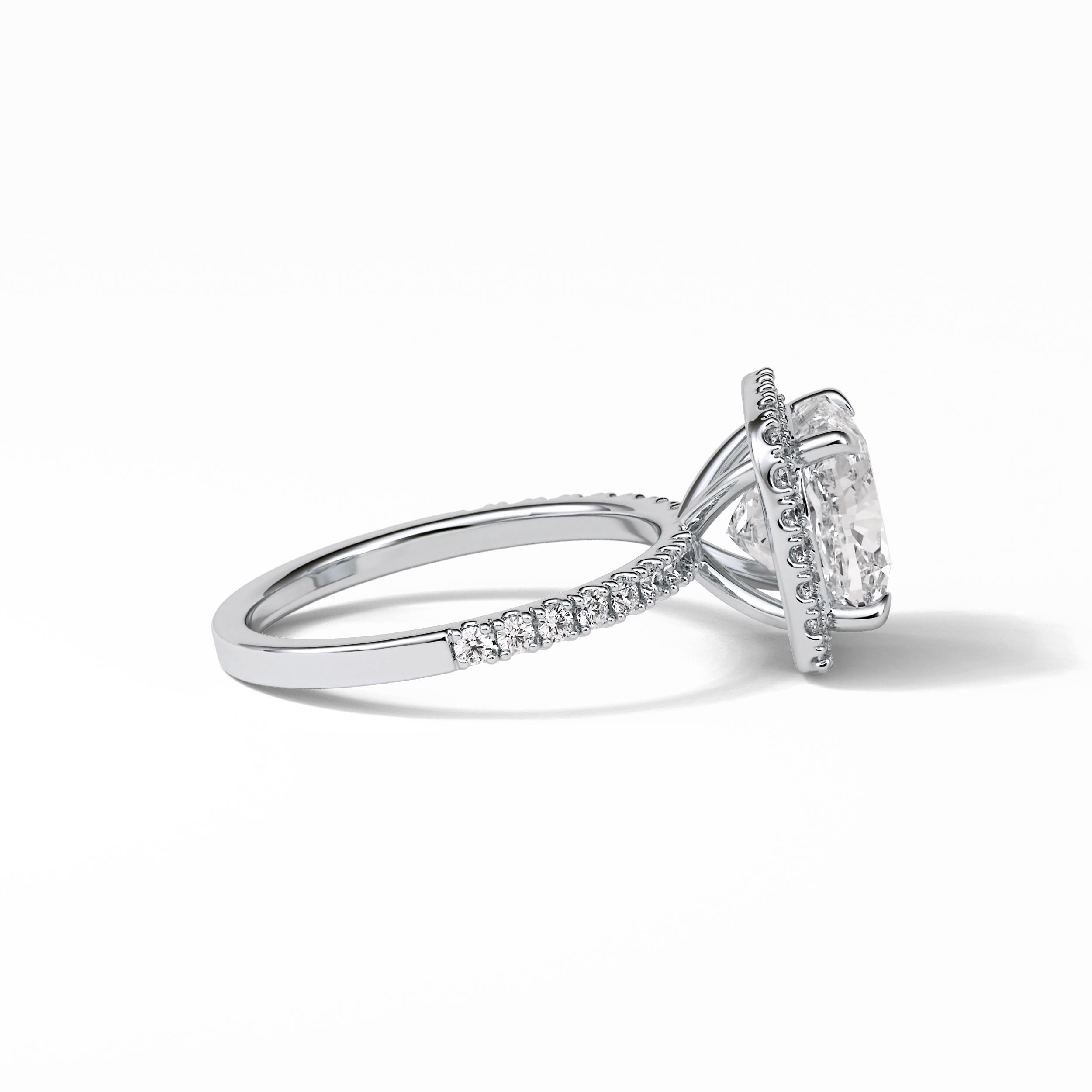 3.00 CT Cushion Cut Pave & Halo Style Moissanite Engagement Rings 5