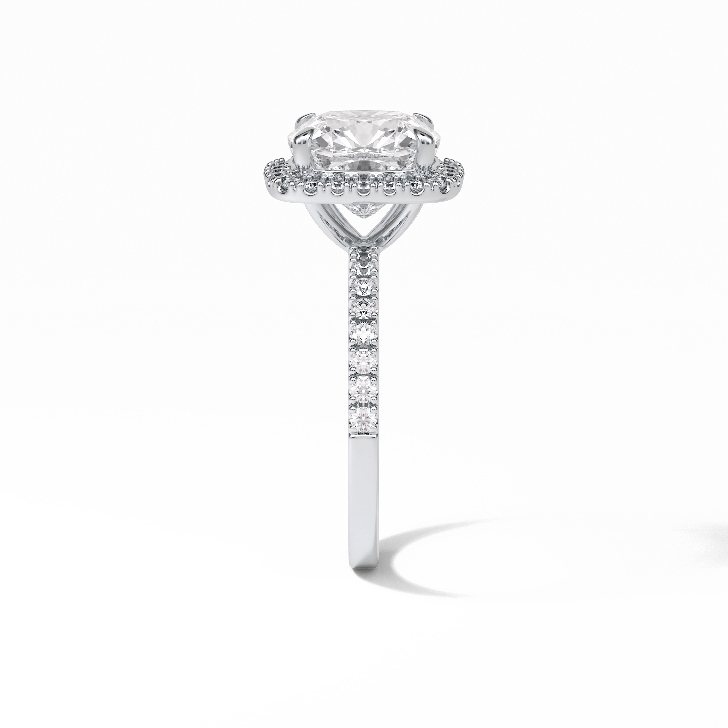 3.00 CT Cushion Cut Pave & Halo Style Moissanite Engagement Rings 2